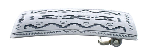 Native American Navajo Genuine Sterling Silver Belt Buckle JX124351